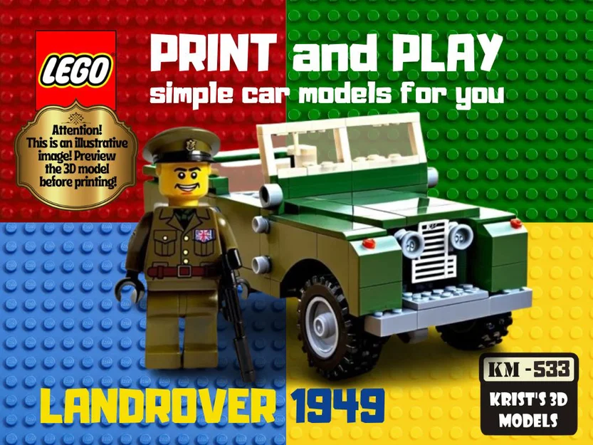 Mô hình 3D xe quân sự Land Rover 1949 phong cách Lego cực đẹp - Image 1