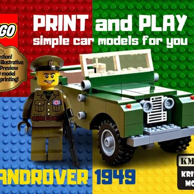 Mô hình 3D xe quân sự Land Rover 1949 phong cách Lego cực đẹp