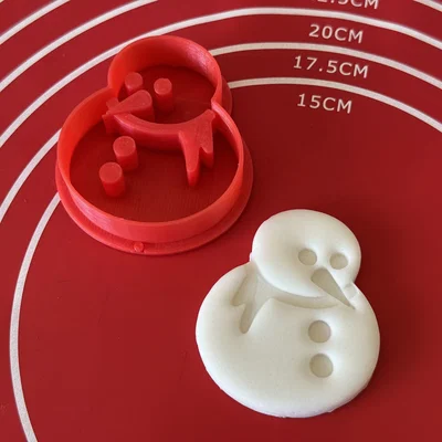 Khuôn Cắt Bánh Quy Hình Người Tuyết (Snowman Cookie Cutter) 3D