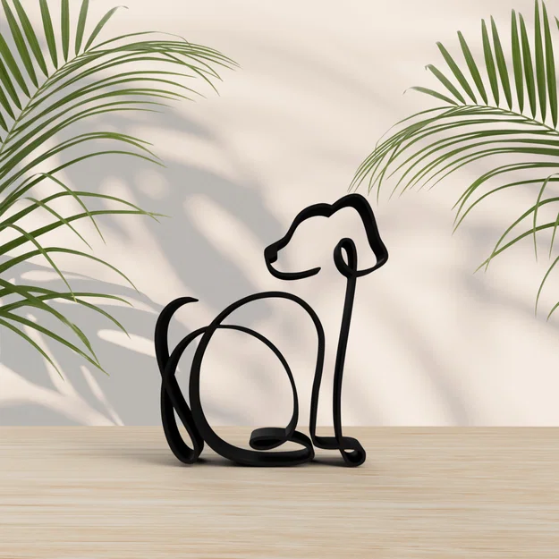 Mô hình tượng chú chó nghệ thuật One Line Art độc đáo - Image 1