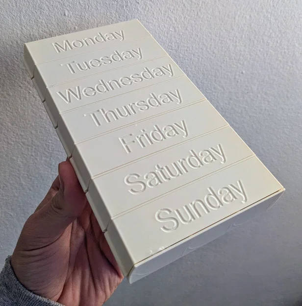 Hộp thuốc 1 tuần (3 ngăn mỗi ngày) – pill box/container in 3D parametric - Image 2