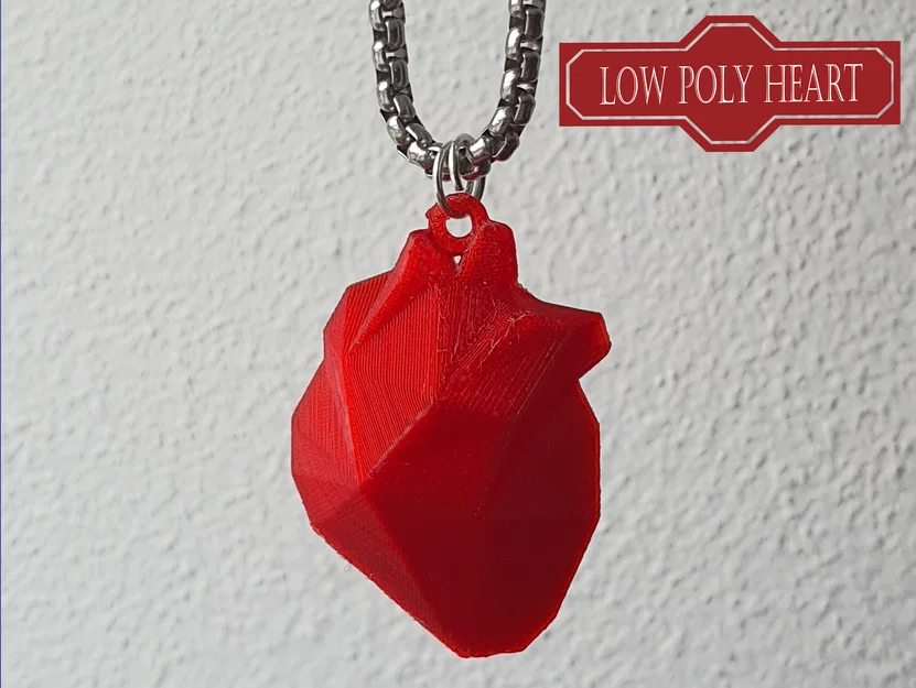 Mặt dây chuyền trái tim Low Poly phong cách giải phẫu học - Image 1