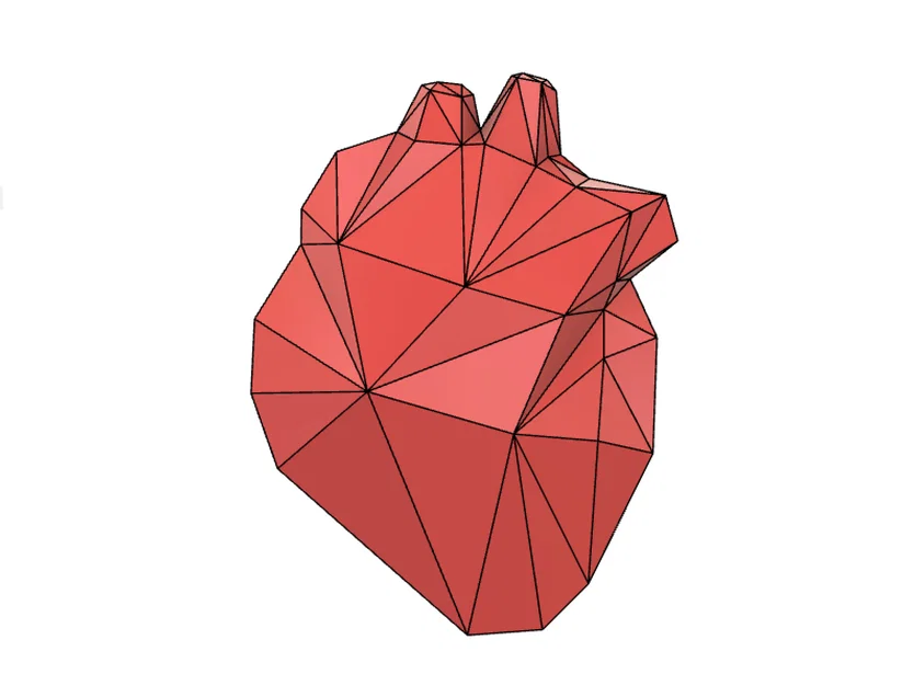 Mặt dây chuyền trái tim Low Poly phong cách giải phẫu học - Image 2