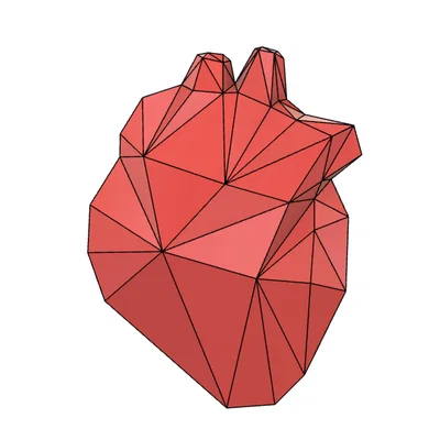 Mặt dây chuyền trái tim Low Poly phong cách giải phẫu học