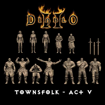 Bộ sưu tập mô hình 3D NPC Act V trong Diablo II (Resurrected)