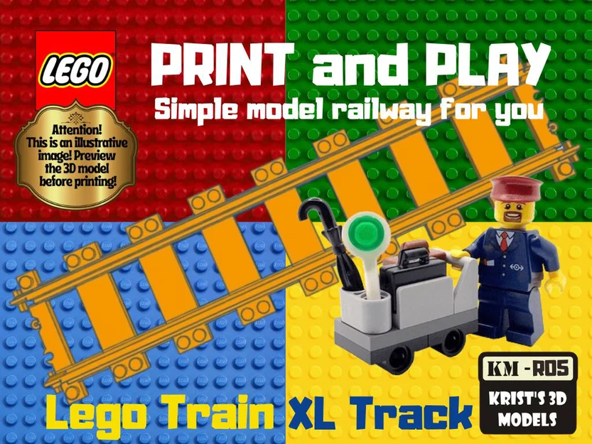 Mô hình đường ray tàu hỏa LEGO (LEGO Train Long Track) in 3D - Image 1