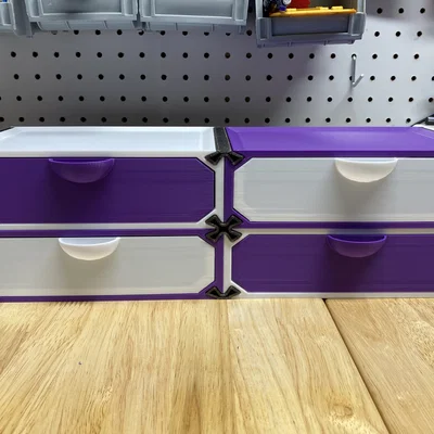 Hệ thống ngăn kéo module Gridfinity cho không gian làm việc gọn gàng