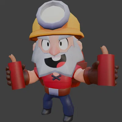 Mô hình 3D Dynamike - Brawler thợ mỏ trong Brawl Stars cực chất