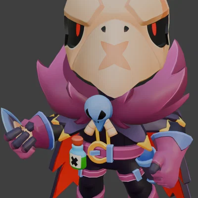 Mô hình 3D Crowbone từ Brawl Stars - Thiết kế chi tiết cho fan game