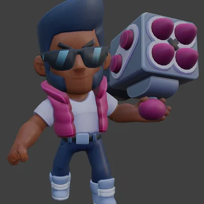 Mô hình 3D Brock trong Brawl Stars cực chất cho game thủ
