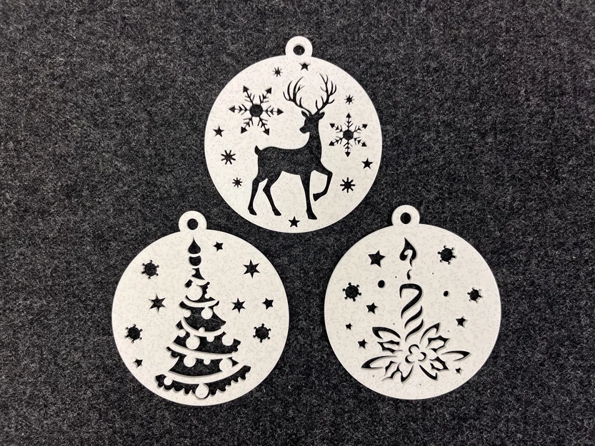 Bộ quả cầu trang trí cây thông Noel 3D họa tiết mùa đông - Image 1