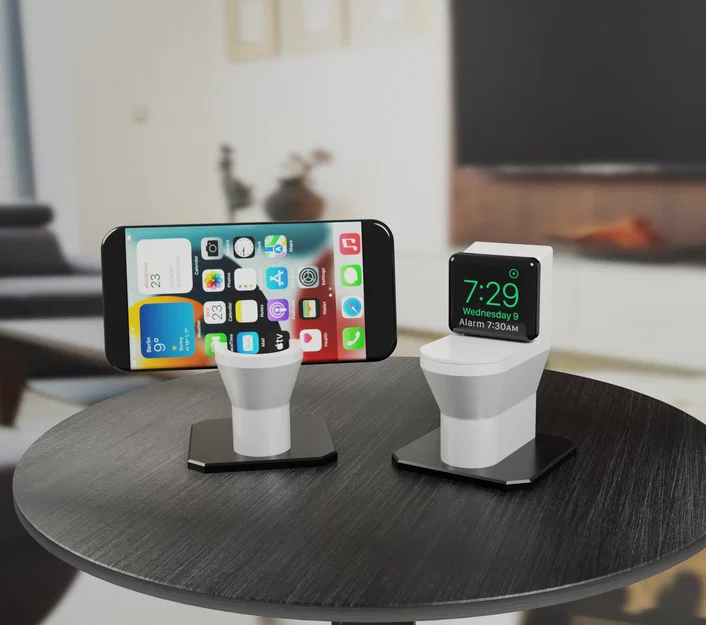 Đế sạc hình bồn cầu cho Apple Watch và iPhone - Image 1