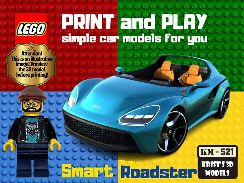 Mô hình xe Smart Roadster in 3D tương thích lắp ráp LEGO - Image 1
