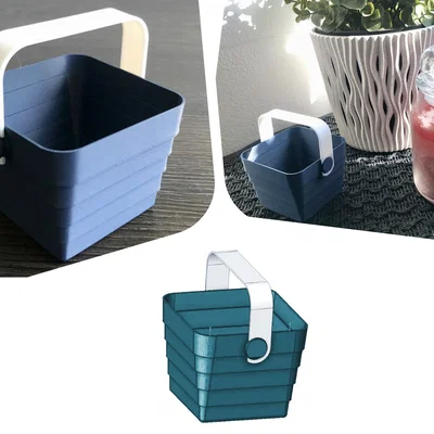 Giỏ xếp gọn, print in place, không cần support / Collapsible basket — Updated!