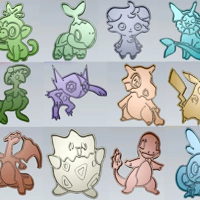 Bộ sưu tập 614 khuôn cắt bánh quy hình Pokemon in 3D
