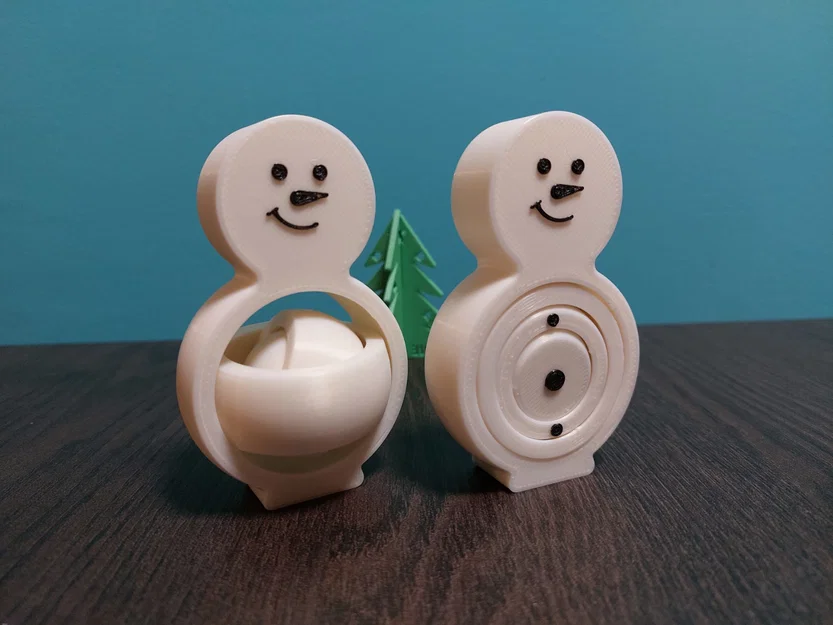 Snowman Ring Figdet – Fidget nhiều vòng hình người tuyết (print in place) - Image 1