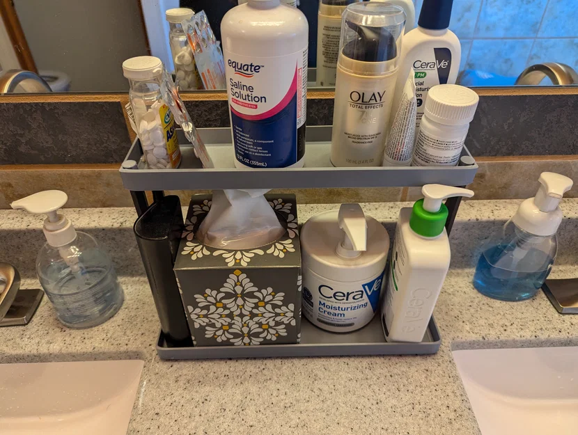 Kệ/khay organizer 2 tầng để bàn cho phòng tắm/bếp (bản 200mm & 300mm) - Image 1