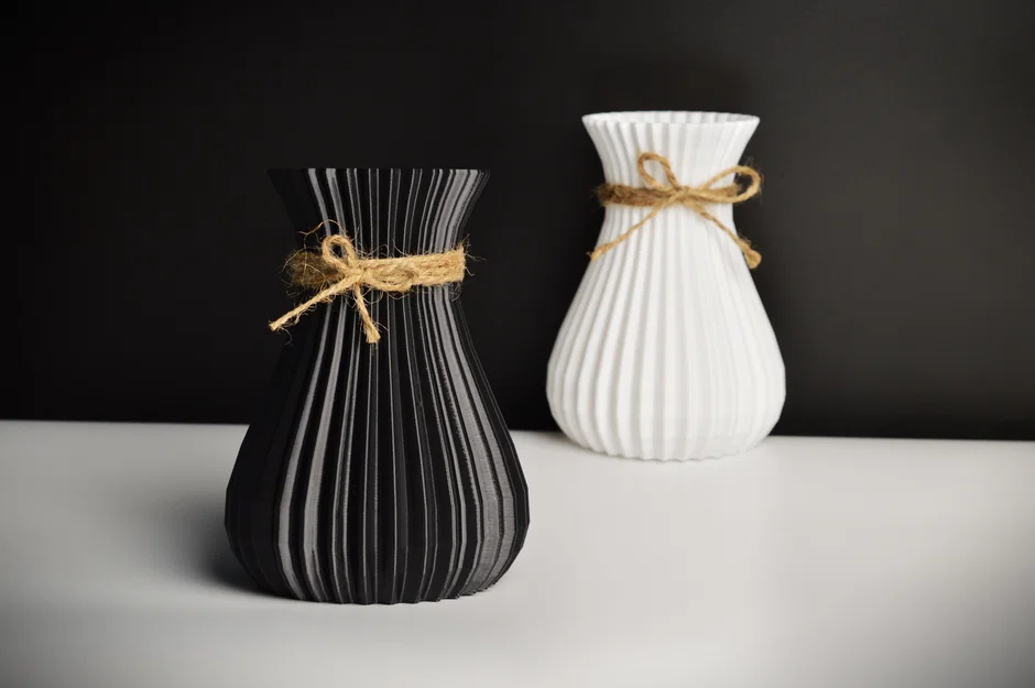 Bình hoa trang trí 3D tối giản (Decorative Vase Black and White) - Image 1