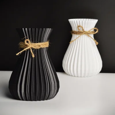 Bình hoa trang trí 3D tối giản (Decorative Vase Black and White)