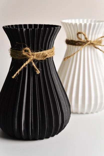 Bình hoa trang trí 3D tối giản (Decorative Vase Black and White) - Image 2