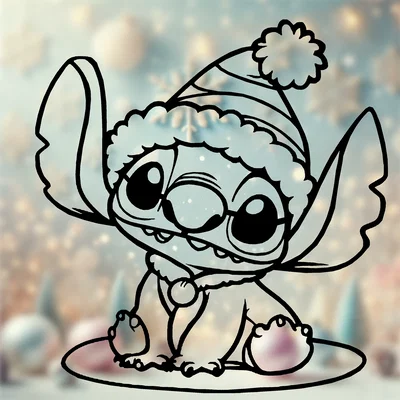 Tranh Treo Tường Giáng Sinh Stitch (Stitch Christmas Wall Art)