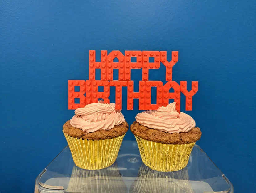 Tuỳ chỉnh Cake Topper Happy Birthday - Phong cách Lego - Image 1
