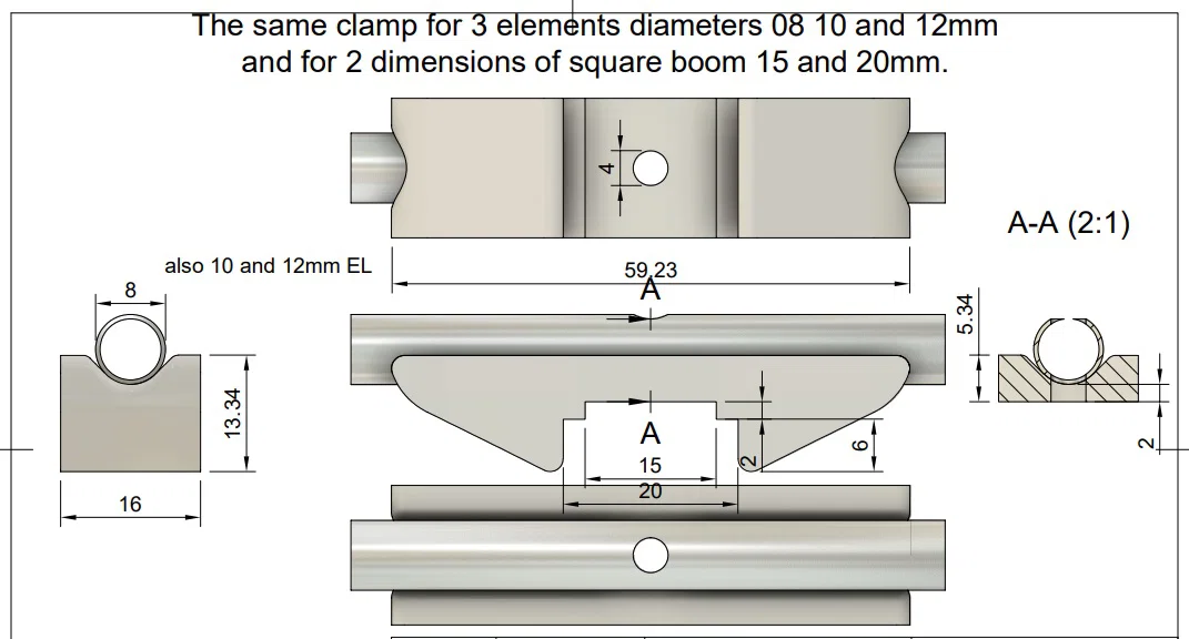 Cùng một CLAMP cho 3 cỡ element Yagi & 2 cỡ boom vuông - Image 5