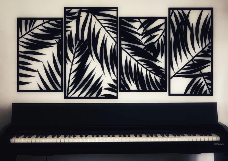 Tranh treo tường lá cọ 4 tấm (Palm - wall art) decor độc đáo - Image 1