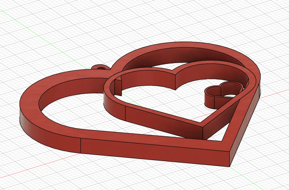 Mẫu in 3D trái tim lồng nhau (Coeur) dùng làm trang trí, móc khóa - Image 1