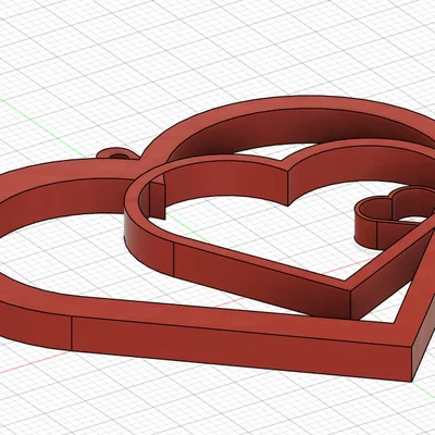 Mẫu in 3D trái tim lồng nhau (Coeur) dùng làm trang trí, móc khóa