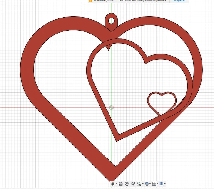 Mẫu in 3D trái tim lồng nhau (Coeur) dùng làm trang trí, móc khóa - Image 2