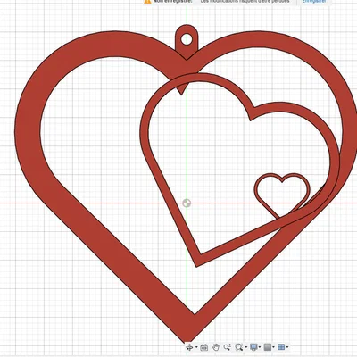 Mẫu in 3D trái tim lồng nhau (Coeur) dùng làm trang trí, móc khóa