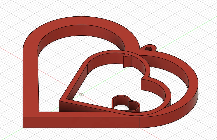 Mẫu in 3D trái tim lồng nhau (Coeur) dùng làm trang trí, móc khóa - Image 3