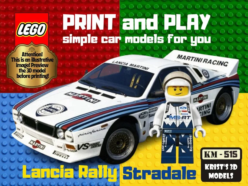 Mô hình xe Lancia Rally Stradale phong cách LEGO in 3D cực chất - Image 1