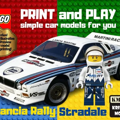 Mô hình xe Lancia Rally Stradale phong cách LEGO in 3D cực chất