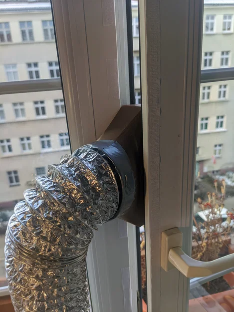 Ống xả máy lạnh ra cửa thông gió cửa sổ cho ống 100mm - Image 1