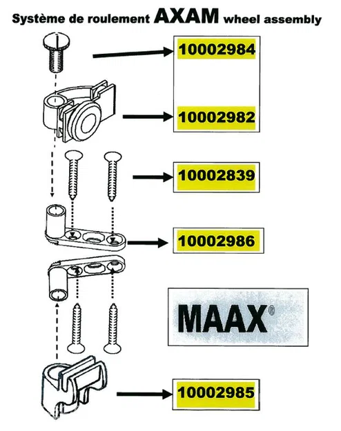 Linh kiện cửa tắm Maax: Roller mount & lower guide - Image 3