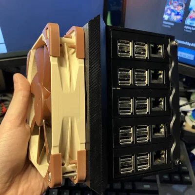 Vỏ cluster Raspberry Pi 5 node kèm ngàm gắn quạt 120mm