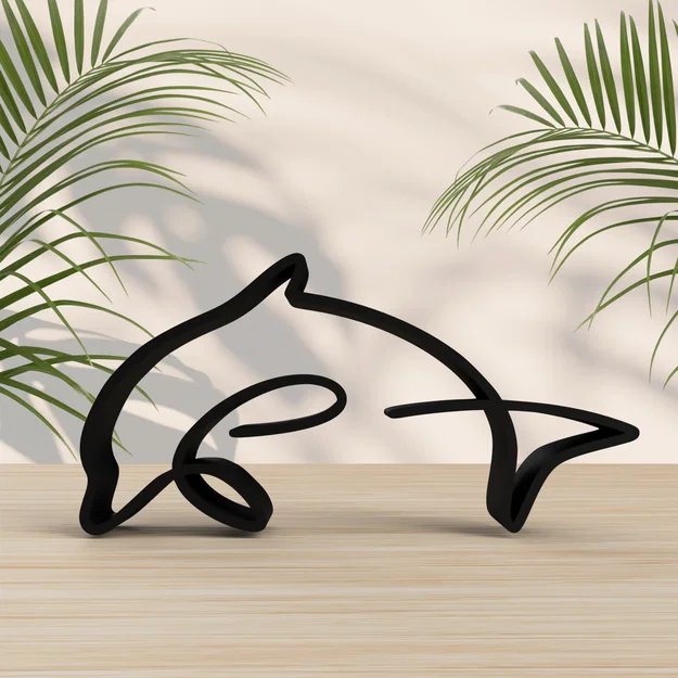 Mô hình nghệ thuật cá heo Dolphin One Line Art in 3D trang trí - Image 1