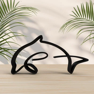 Mô hình nghệ thuật cá heo Dolphin One Line Art in 3D trang trí