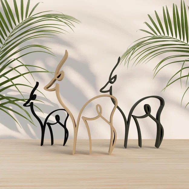 Mô hình tuần lộc nghệ thuật tối giản Deer One Line Art - Image 1