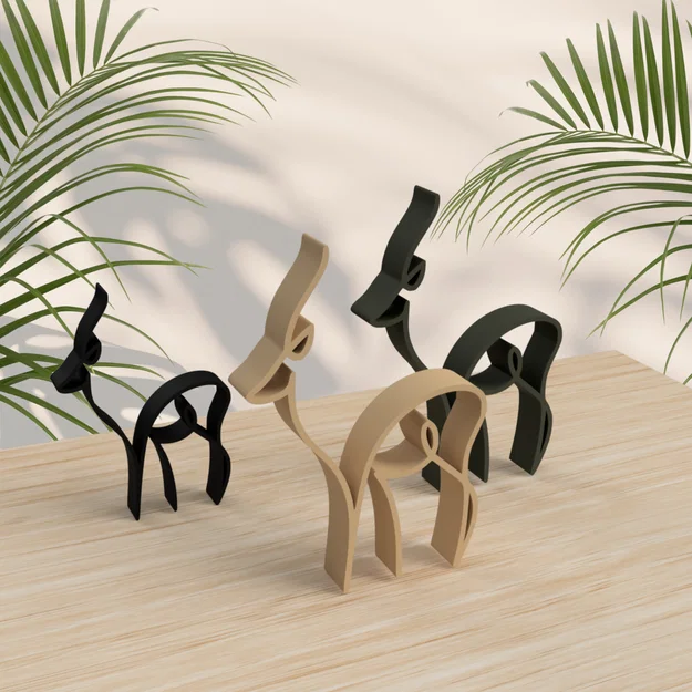 Mô hình tuần lộc nghệ thuật tối giản Deer One Line Art - Image 2