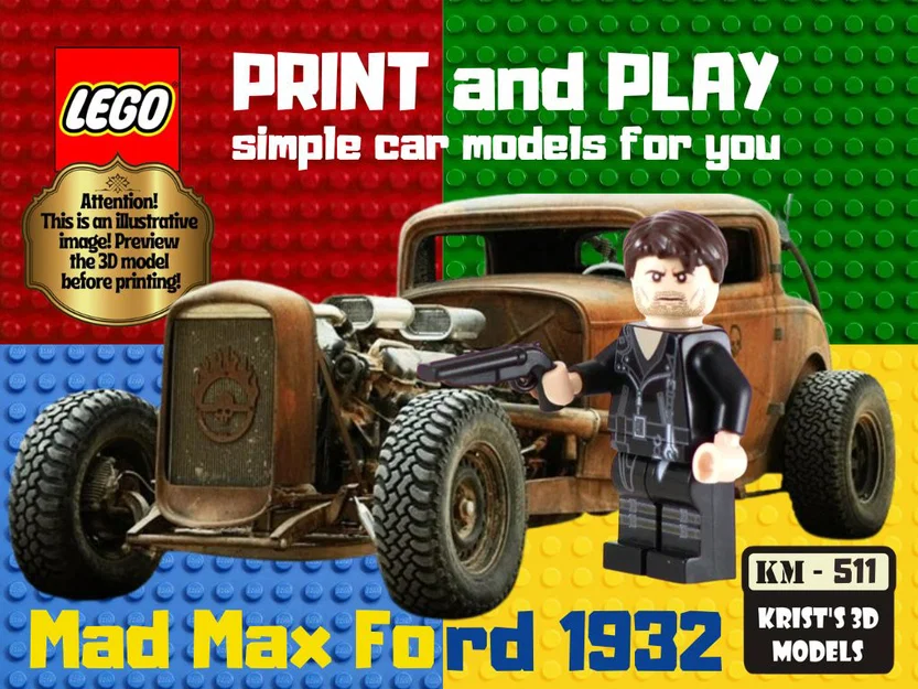 Mô hình xe Ford 1932 phong cách Mad Max tương thích LEGO - Image 1