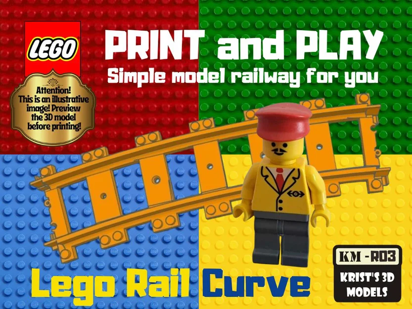 Đường ray cong LEGO (LEGO Train Railway Curve) in 3D tại nhà - Image 1
