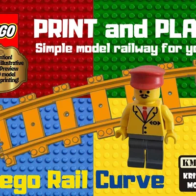 Đường ray cong LEGO (LEGO Train Railway Curve) in 3D tại nhà