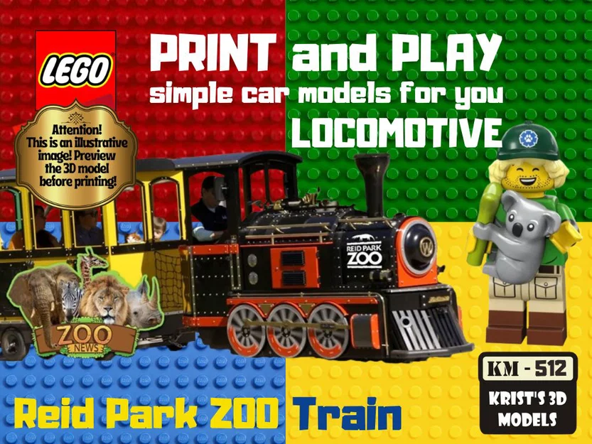 Mô hình đầu tàu xe lửa Reid Park Zoo tương thích LEGO 3D - Image 1