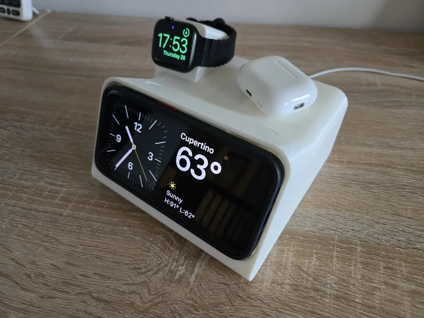 Dock Standby iPhone thân thiện ốp lưng, kèm sạc Apple Watch (3 thiết bị) - Image 4