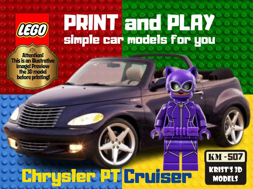 Mô hình xe Chrysler PT Cruiser phong cách LEGO in 3D - Image 1
