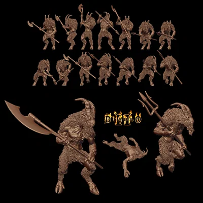 Bộ mô hình Goatmen Diablo II 3D: 12 tư thế chiến đấu cực chất