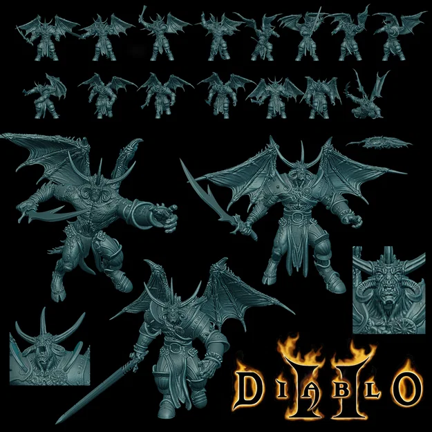 Bộ mô hình 3D Izual và Greater Demons từ Diablo II (16 tư thế) - Image 1